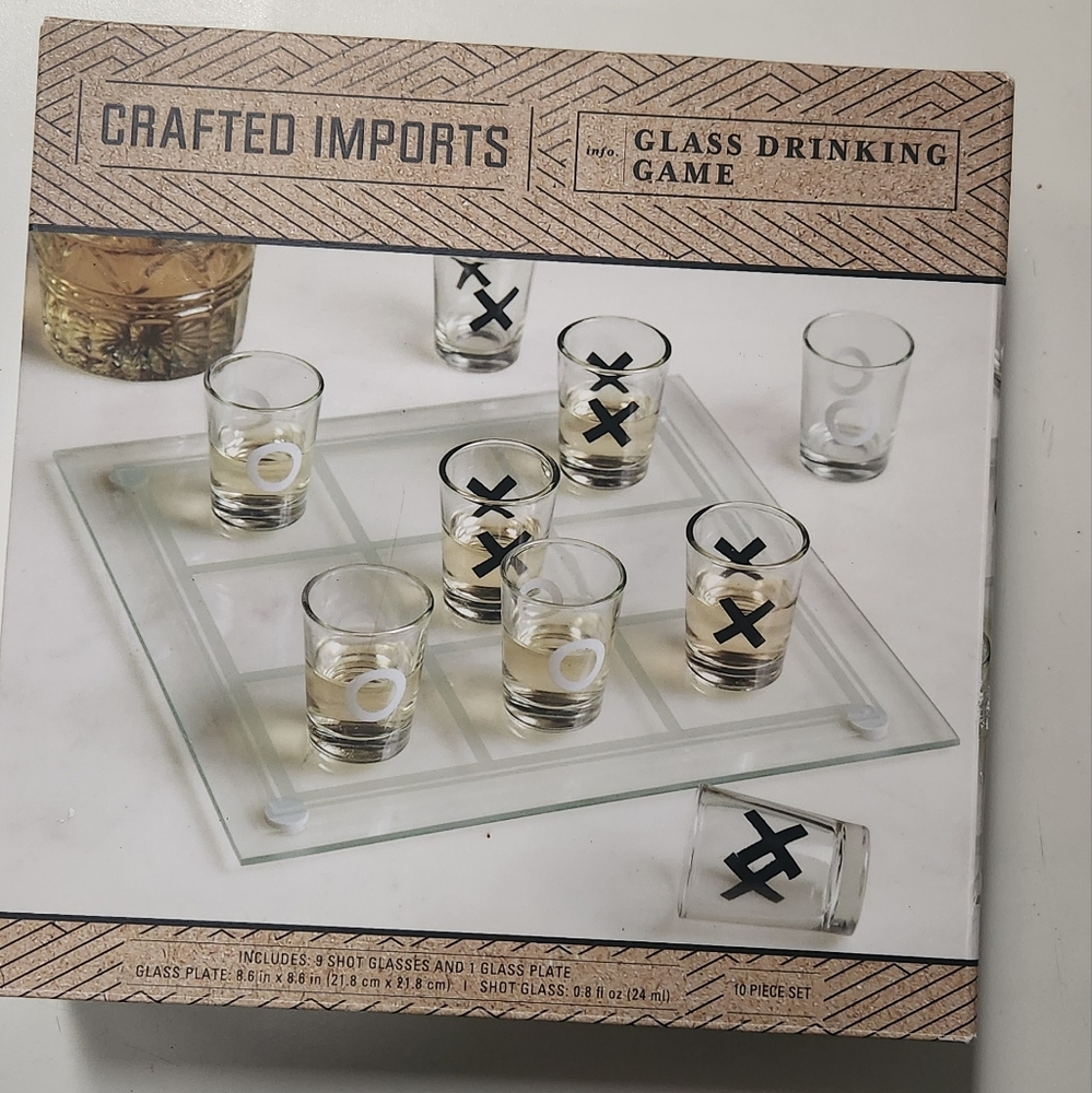Crafted Imports. Tic Tac Toe Shot Glass Drinking Game. NEVER OPENED